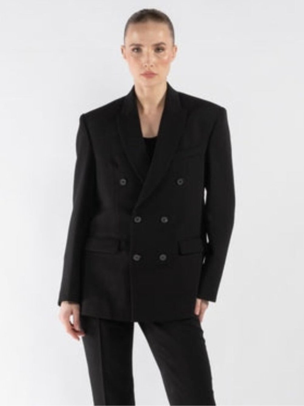 1250$ Wardrobe. Nyc Double Breasted Blazer Jacket Women's Size L Black